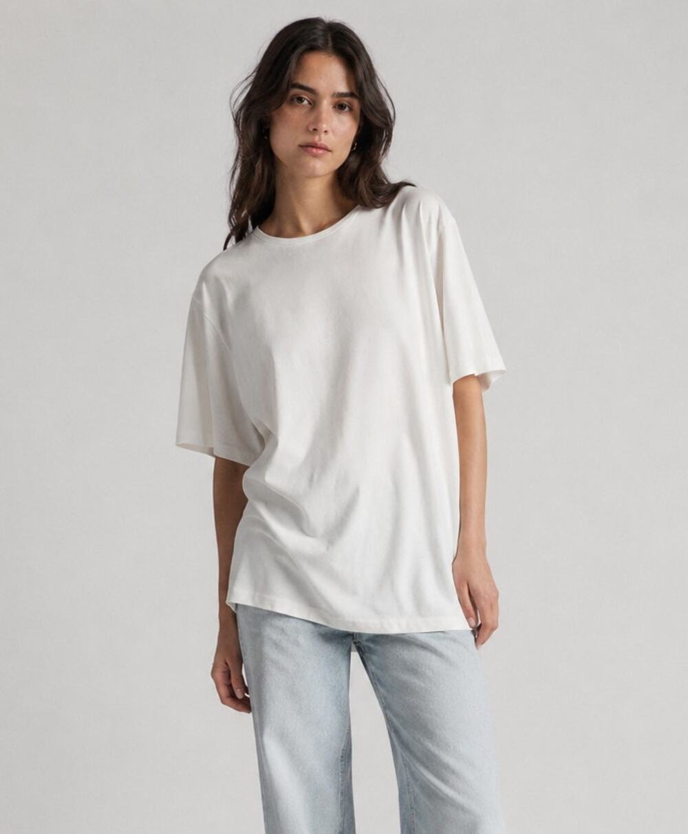 Totême Toteme Oversized Cotton Tee Womens L White Jersey Short Sleeve T-shirt